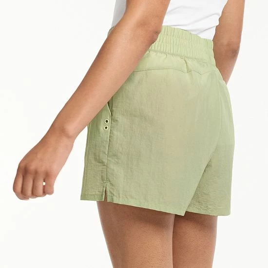 Women's FLX Buckle-Front Twill Woven Shorts Cinnamon Rose - Image 2