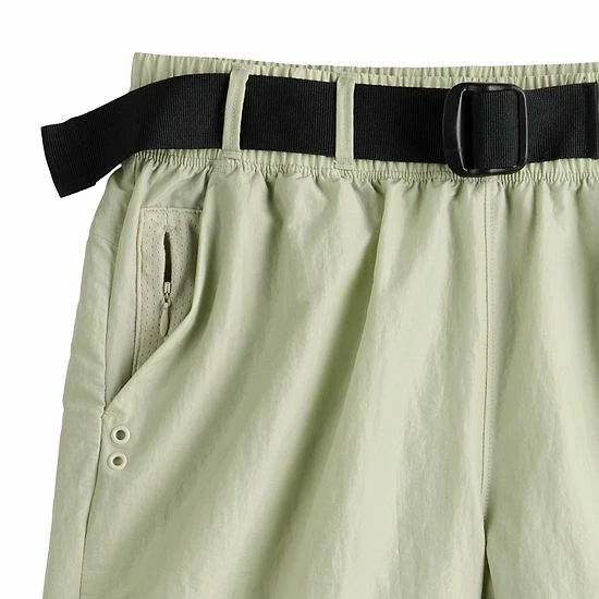 Women's FLX Buckle-Front Twill Woven Shorts Cinnamon Rose - Image 4