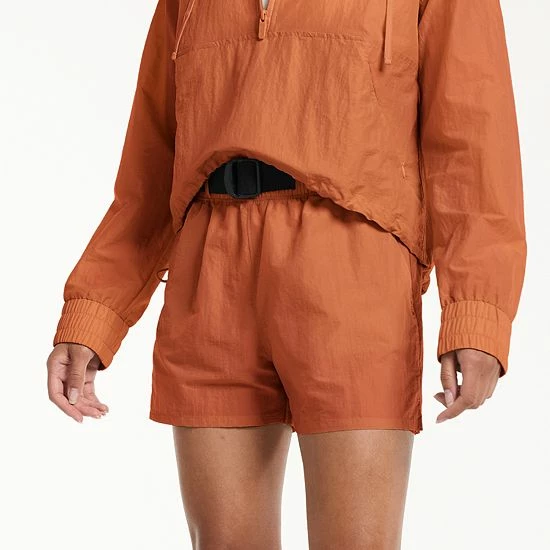 Women's FLX Buckle-Front Twill Woven Shorts Cinnamon Rose - Image 7