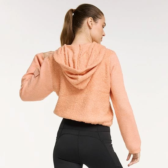 Women's FLX Hooded Half-Zip Mixed-Media Pullover Sand Trap - Image 2