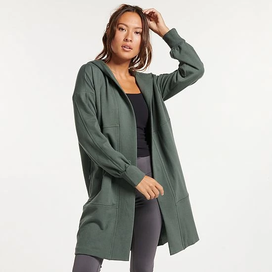 Women's FLX Open-Front Seamed Sweatshirt Cardigan Armour Gray - Image 3