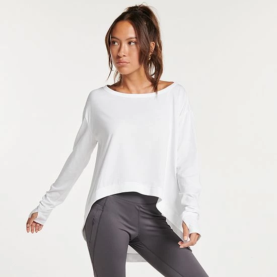Women's FLX Lounge High-Low Tee Heather Gray - Image 4