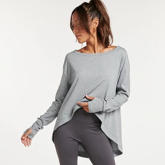 Women's FLX Lounge High-Low Tee Heather Gray - Image 5