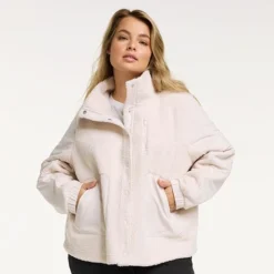 Plus Size FLX Boucle Mixed-Media Jacket Plum Pie