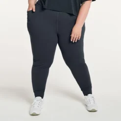 Plus Size FLX Affirmation High-Waisted Jogger Pants With Side Pockets Mineral Black