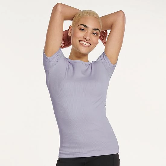 Women's FLX Balance Ribbed Crewneck Tee Blush Berry - Image 9