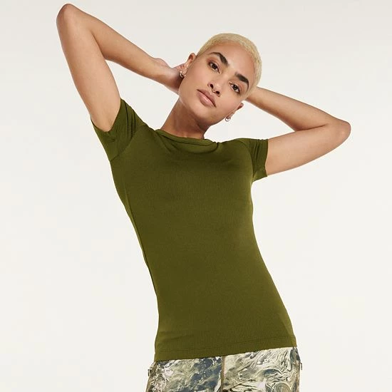 Women's FLX Balance Ribbed Crewneck Tee Blush Berry - Image 14