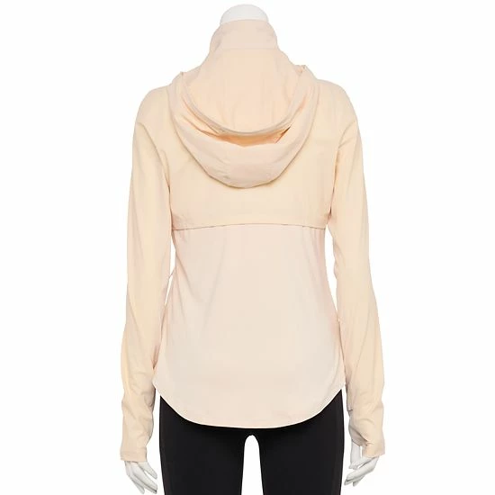 Women's FLX Hooded Mixed-Media Performance Jacket Plum Sherry - Image 2