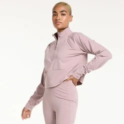 Women's FLX Quarter-Zip Crop Mockneck Jacket Mineral Black