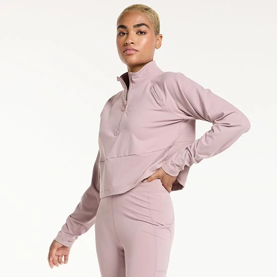 Women's FLX Quarter-Zip Crop Mockneck Jacket Mineral Black - Image 7