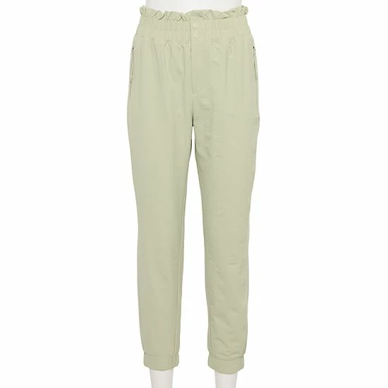 Women's FLX High-Waisted Paperbag-Waist Woven Joggers Mint Crackle