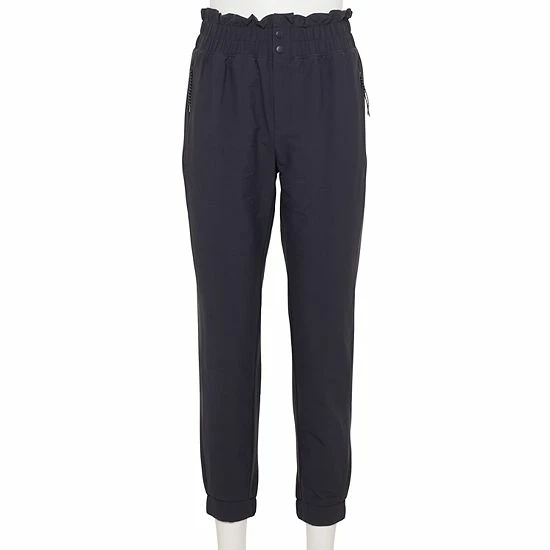 Women's FLX High-Waisted Paperbag-Waist Woven Joggers Mint Crackle - Image 4