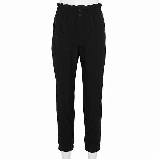 Women's FLX High-Waisted Paperbag-Waist Woven Joggers Mint Crackle - Image 6