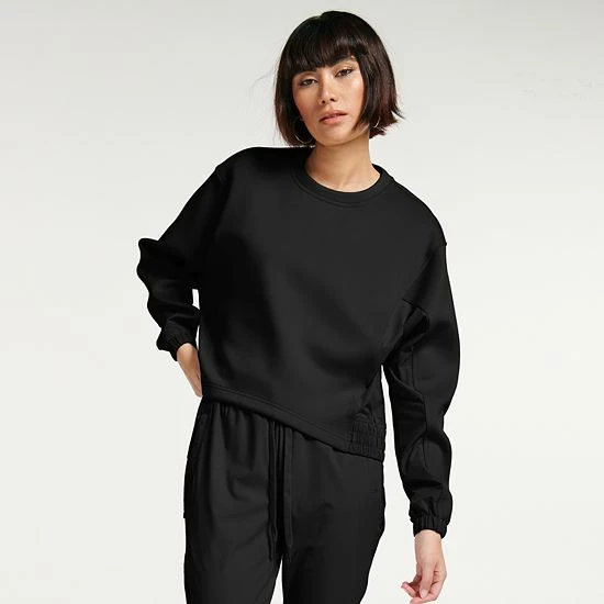 Women's FLX Mixed-Media Crewneck Sweatshirt Mint Crackle - Image 3