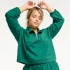 Plus Size FLX Quarter-Zip French Terry Sweatshirt Vintage Moss
