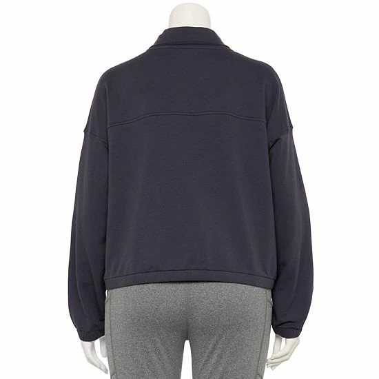 Plus Size FLX Quarter-Zip French Terry Sweatshirt Vintage Moss - Image 2