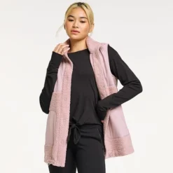 Women's FLX Snap-Front Boucle Mixed-Media Vest Mineral Black