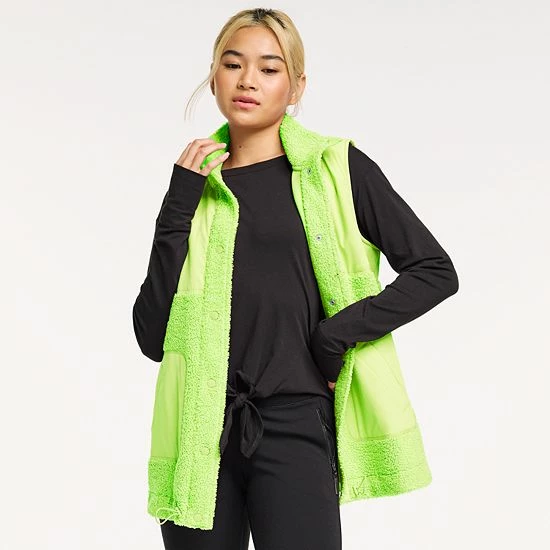 Women's FLX Snap-Front Boucle Mixed-Media Vest Mineral Black - Image 4